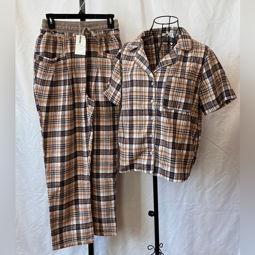 348 - Easel Plaid Shirt and Pants Set